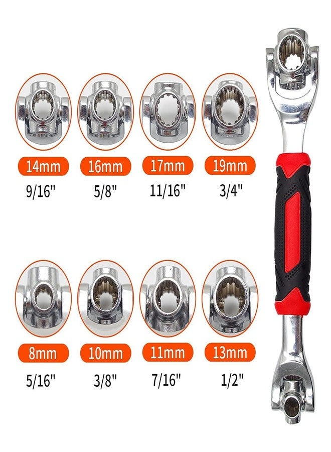 Orbica Tiger wrench 48 in 1 Swivel Head Multi Tool Spanne Tools Socket Works with Spline Bolts Multifunction PassTorx 360 Degree 6-Point Universal Furniture Car Repair, Hex end - Image 4